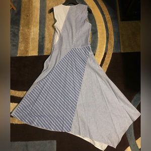 DKNY Women’s blue striped panel A-line dress